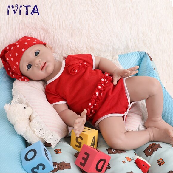 IVITA 20inch Full Silicone Reborn Baby Girl Handmade Silicone Doll Infant - Picture 8 of 12